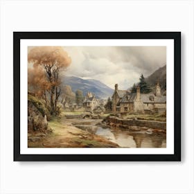 Vintage Autumn Landscape Painting Art Print