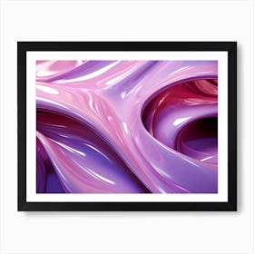 Pink & Purple Gloss Fluid Folds Abstract 3 Art Print