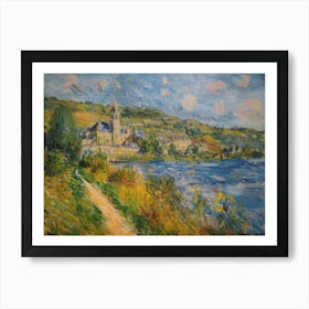 Winter Lakeview Tranquility Painting Inspired By Paul Cezanne Art Print