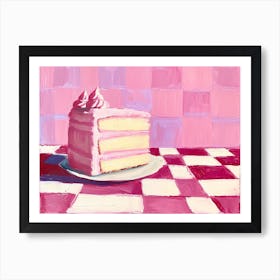 Pink Cake With Checkerboard Art Print