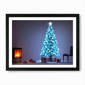 Christmas Tree Illuminated Season Home Background Holiday Merry Magic Fire Celebration Hou (21) Art Print