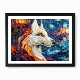 Husky Paper Quilling Dog Portrait Art Print