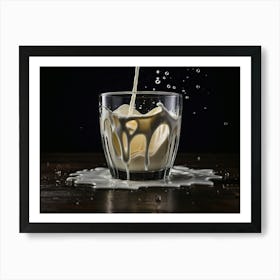 Milk Pouring Into A Glass Art Print