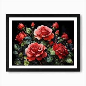 Default A Stunning Watercolor Painting Of Vibrant Red Roses An 3 (1) Art Print