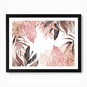 Pink Tropical Leaves 1 Art Print