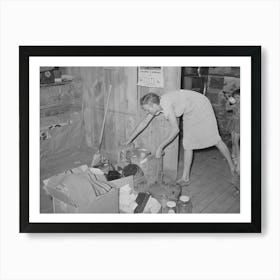 Mrs, Faro Caudill Packing Up Kitchen Equipment For Moving To New Dugout Nearer The Well, Notice The Pressure Art Print