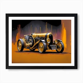 Gold Racing Car Art Print