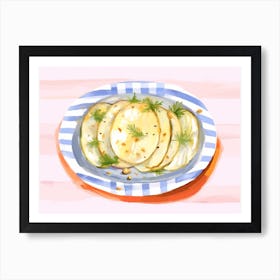 A Plate Of Fennel, Top View Food Illustration, Landscape 3 Art Print