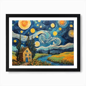 House and a Starry Night ala Vincent Art Print