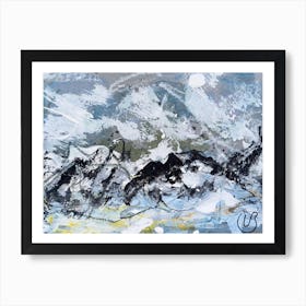 Snowy Mountains Abstract Painting Art Print