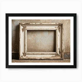 Vintage Textured Cardboard Frame Holding An Artistic Design Edges Worn And Gently Curling Patina O Art Print