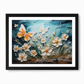 Flowers And Butterflies Art Print