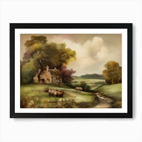 Printable Wall Art, Vintage Landscape, Farmhouse Wall Decorations, Vintage Landscape Oil Painting.28 Art Print