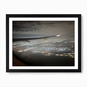 Airplane Wing At Night Art Print
