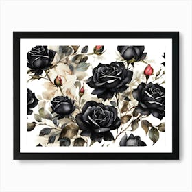 Default A Stunning Watercolor Painting Of Vibrant Black Roses 3 (1) Art Print