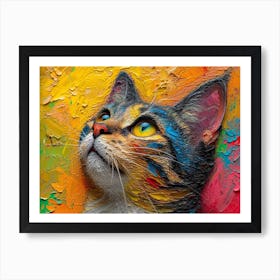 Whiskered Masterpieces: A Feline Tribute to Art History: Colorful Cat Painting Art Print