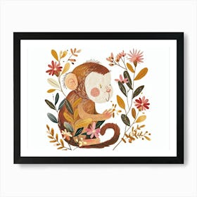 Little Floral Baboon 3 Art Print