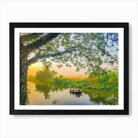 Driving Along Calm River, Oil Painting Art Print