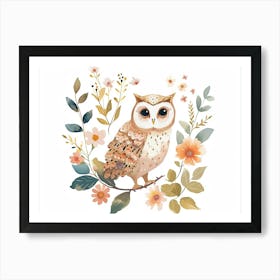 Little Floral Owl 2 Art Print