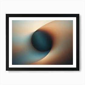 Abstract Digital Illustration Featuring A Gradient Background With A Swirling, Dark Blue Shape Resembling A Tunnel Or A Vortex Art Print