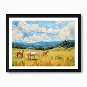 Horses Painting In Blue Ridge Mountains Virginia, Usa, Landscape 1 Art Print