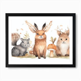 Cute Animals In The Forest Art Print