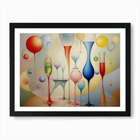 Wine Glasses And Balloons Art Print