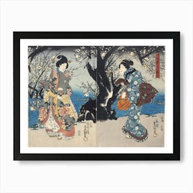 Enjoying Plum Blossoms In The Evening By Utagawa Kunisada Art Print