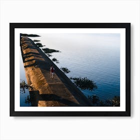 Boy Running Across A Bridge In Vietnam Art Print