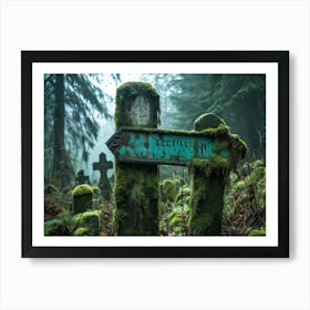 A Decaying Signboard At The Infamous Haunted Cemetery Letters Of The Signboard Are Weather Beaten A (14) Art Print