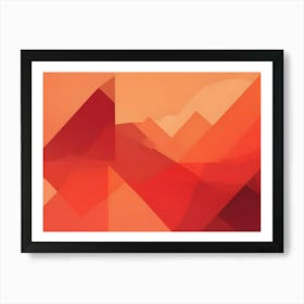 Abstract Geometric Shapes In Shades Of Orange And Red, Creating A Dynamic And Modern Design Art Print