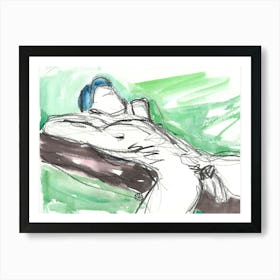 Poster Print Giclee Wall Art Adult Mature Explicit Homoerotic Erotic Man Male Nude Gay Art Drawing Artwork 008 Art Print