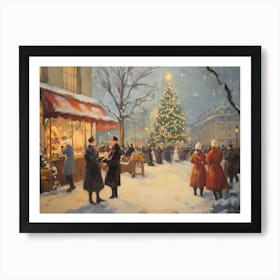 Festive Christmas In Paris Art Print