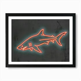 Orange Smooth Hammerhead Neon Shark 8 Art Print