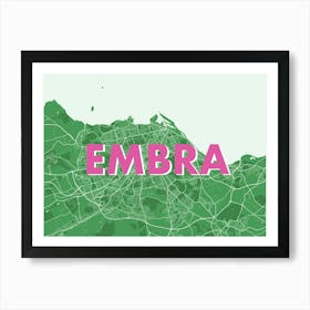 Embra Edinburgh Green Map Art Print