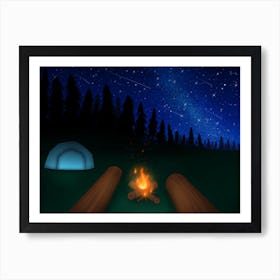 Campfire At Night Art Print