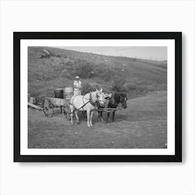 Mrs Olie Thompson Ready To Drive Home From The Spring With Barrels Full Of Water, Williams County, North Dakota Art Print