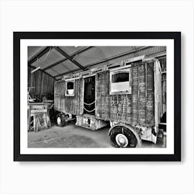 Old wagon gypsy black and white Art Print