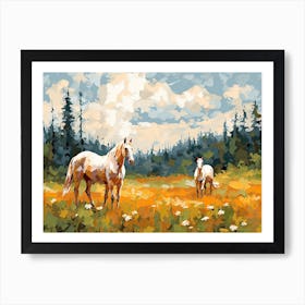 Horses Painting In Appalachian Mountains, Usa, Landscape 2 Art Print