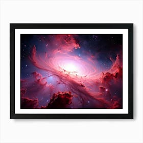 Abstract Celestial Scene Capturing A Nebula Explosion In The Pink And Red Hues Of A Distant Galaxy (2) Art Print