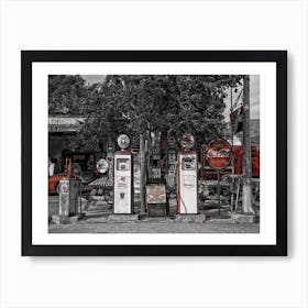 Vintage America Gas Pumps Retro Art Print