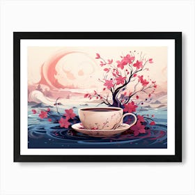 Coffee Cup With Flowers 2 Art Print