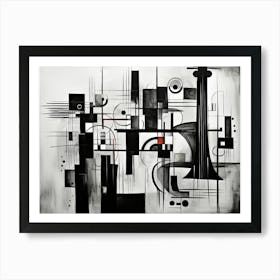 Music Abstract Black And White 1 Art Print