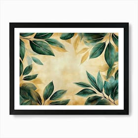 Frame With Green Leaves Art Print