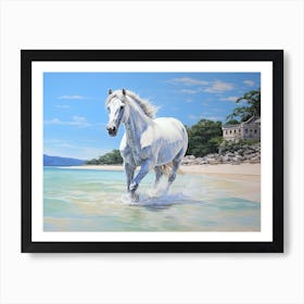 A Horse Oil Painting In Ao Nang Beach, Thailand, Landscape 4 Art Print