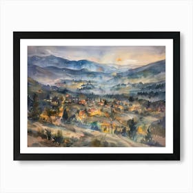 Village At Sunset 1 Art Print