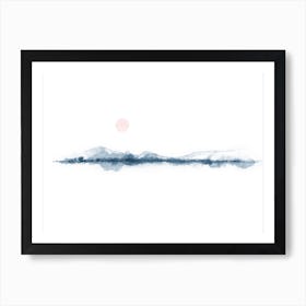 Watercolor Sunset Blue And Pink Art Print