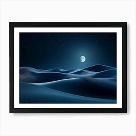 The Realm of Minimalistic Envision A 3d Featuring Abstract Sand Dunes Beneath a Moonlit Poster