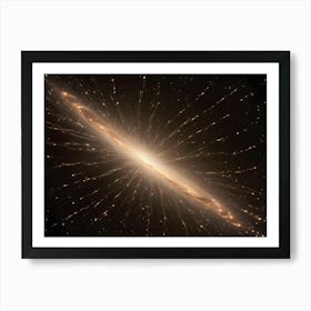 A Bright, Golden Light Bursts From The Center Of A Swirling Galaxy, Surrounded By Stars And Cosmic Dust Art Print