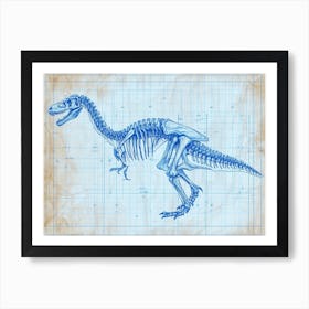 Edmontosaurus Skeleton Hand Drawn Blueprint 1 Art Print